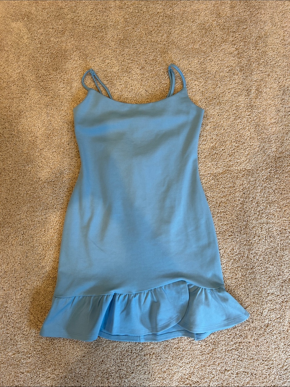 Miss Behave Light Blue Spaghetti Strap Ruffle Hem Dress